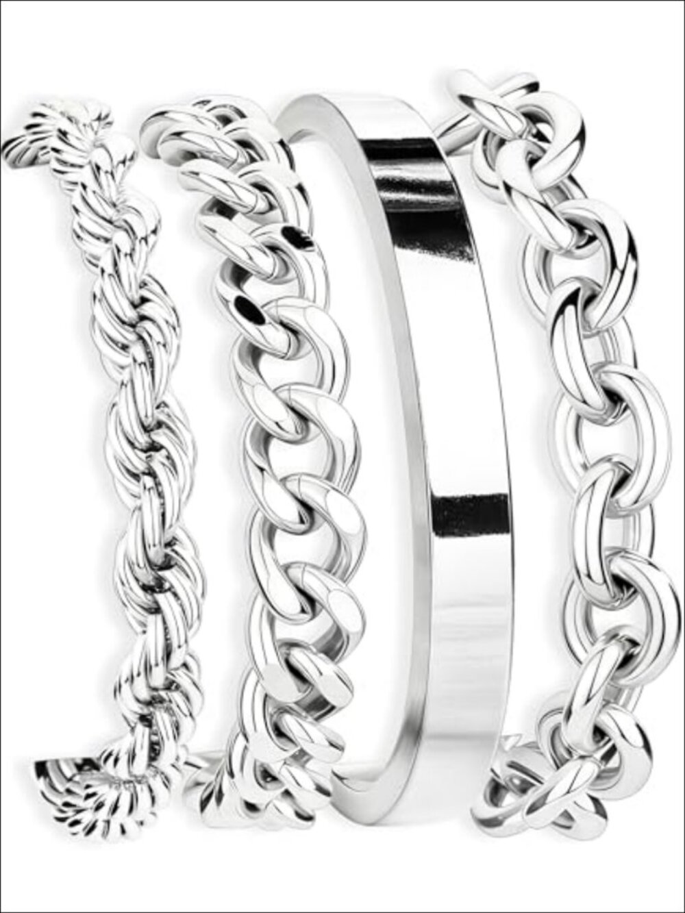 Chunky Gold Plated Stackable Bracelet Set Waterproof